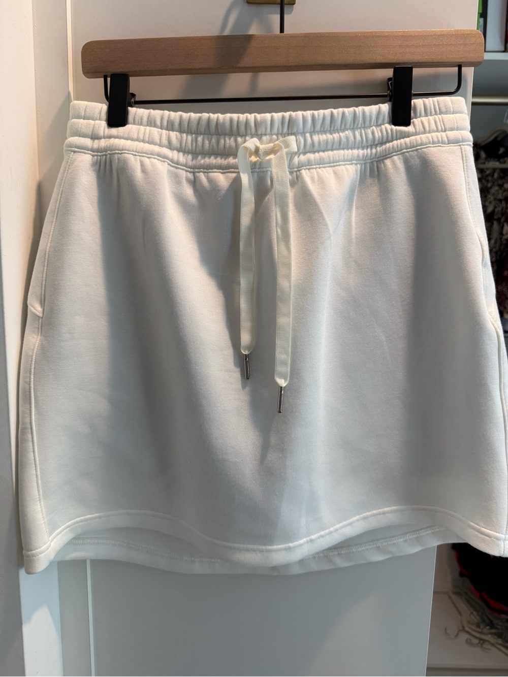 SPANX White Drawstring Mini Skirt